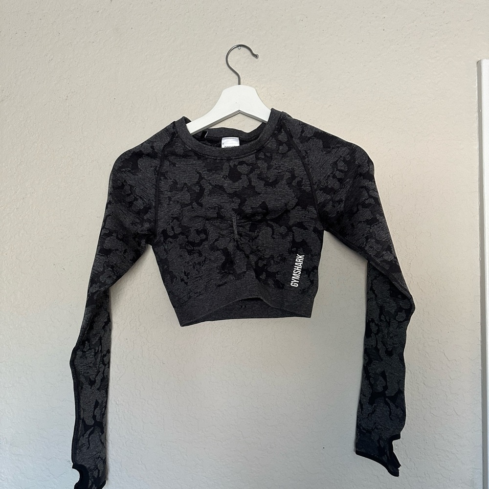 Gymshark Marbled Long Sleeved Crop Top workout shirt